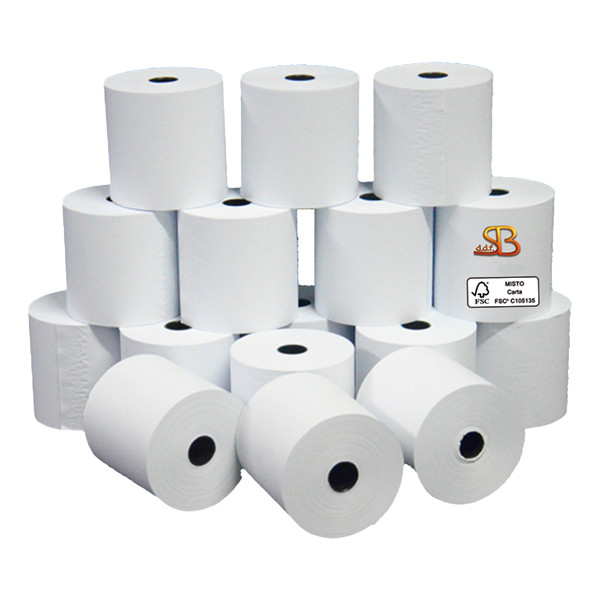 Rotolo registratore cassa - 57,5 mm x 20 m - 60 gr - diametro esterno 50 mm - anima 12 mm - carta pura cellulosa - Sabacart - blister 10 pezzi