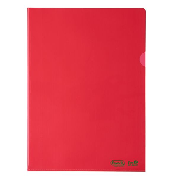 Cartelline a L - 22 x 30 cm - PE Bio-Based - liscio superior - rosso - Favorit - conf. 25 pezzi