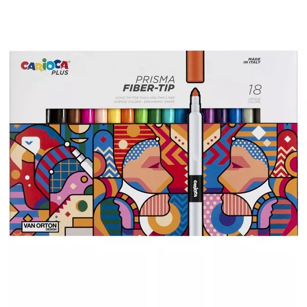Pennarello Prisma - punta 3,7 mm - colori assortiti - Carioca Plus - conf. 18 pezzi
