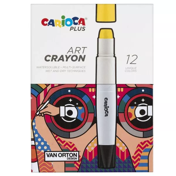 Pastello a cera Art Crayon - D 10 mm x 138 mm - colori assortiti - Carioca Plus - conf. 12 pezzi
