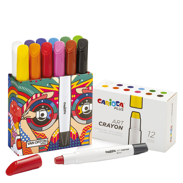 Pastello a cera Art Crayon - &Oslash; 10 mm x 138 mm - colori assortiti - Carioca Plus - conf. 12 pezzi