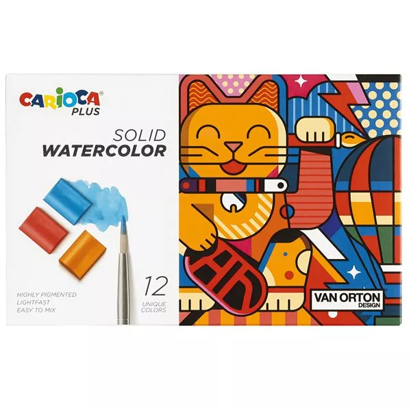Pastiglia acquerello - D 18 mm x 10 mm - colori assortiti - Carioca Plus - conf. 12 pezzi