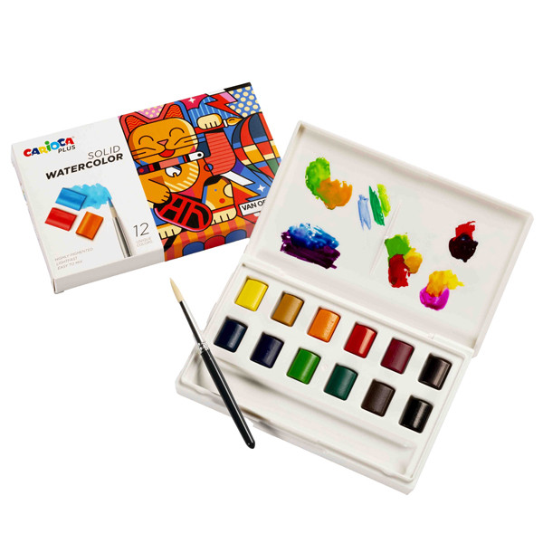 Pastiglia acquerello - &oslash; 18 mm x 10 mm - colori assortiti - Carioca Plus - conf. 12 pezzi