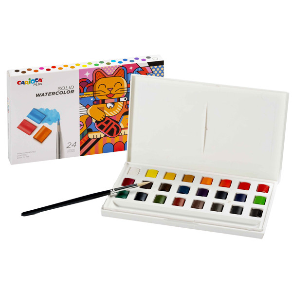 Pastiglia acquerello - &oslash; 18 mm x 10 mm - colori assortiti - Carioca Plus - conf. 24 pezzi