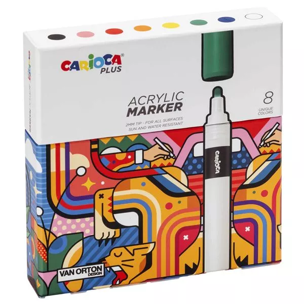 Marcatore acrilico - colori assortiti - Carioca Plus - conf. 8 pezzi