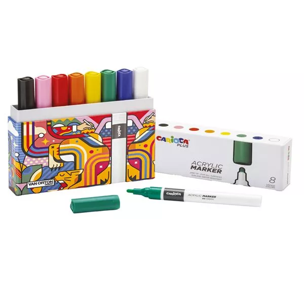 Marcatore acrilico - colori assortiti - Carioca Plus - conf. 8 pezzi