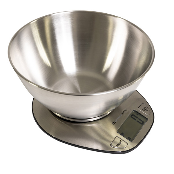 Bilancia da cucina Graal - con ciotola - peso massimo 5 kg - acciaio - Melchioni family