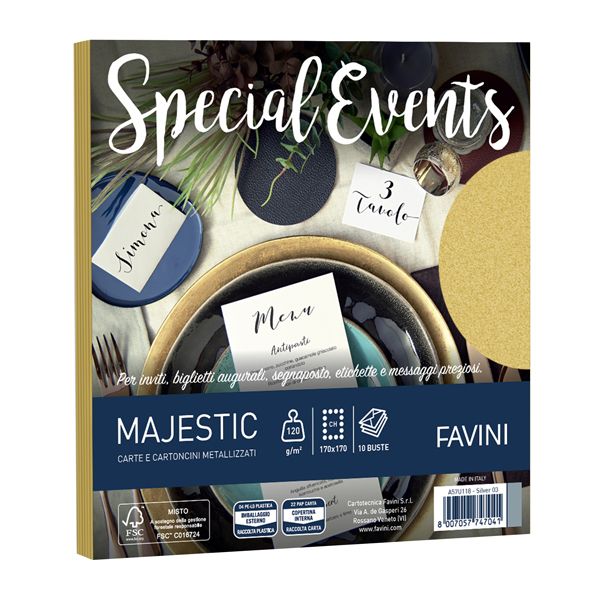 Busta Special Events - 170 x 170 mm - 120 gr - oro - Favini - conf. 10 buste