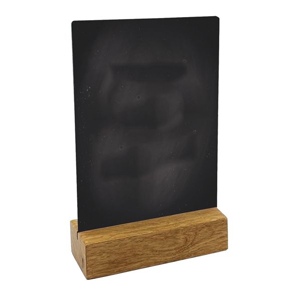 Lavagna da tavolo scrivibile - con base in legno massello - A6 - 10,5 x 15 x 4 cm - nero - Lebez