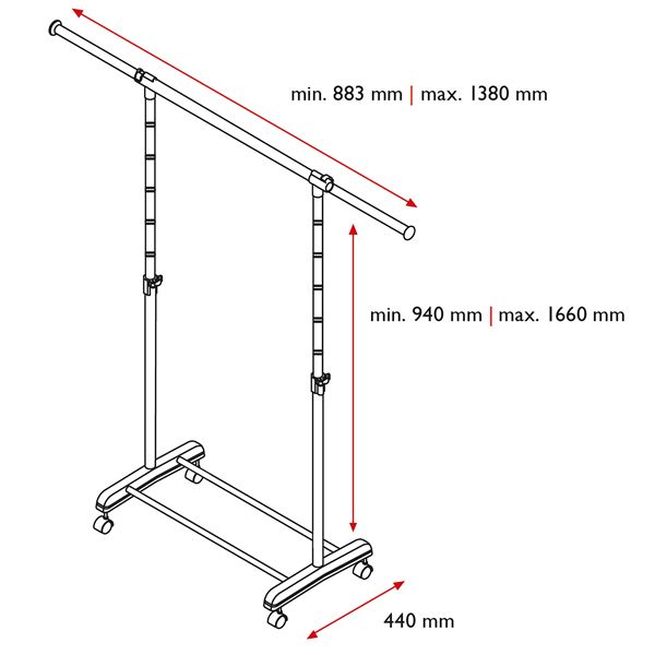 Appendiabiti su ruote Gastone - 1 barra - Perfetto