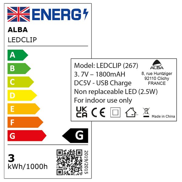 Lampada LEDCLIP - 2,8W - Nero - Alba