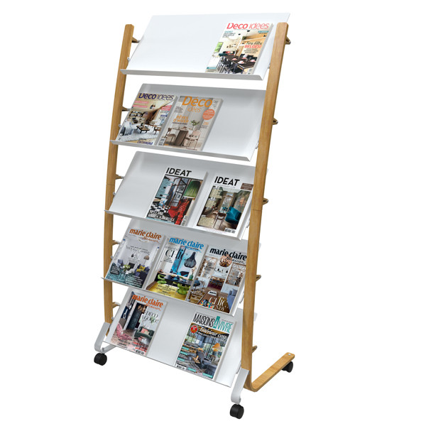 Portariviste da terra - 5 tasche - 51,5 x 83 x 163,3 cm - legno/ABS - bianco - Alba