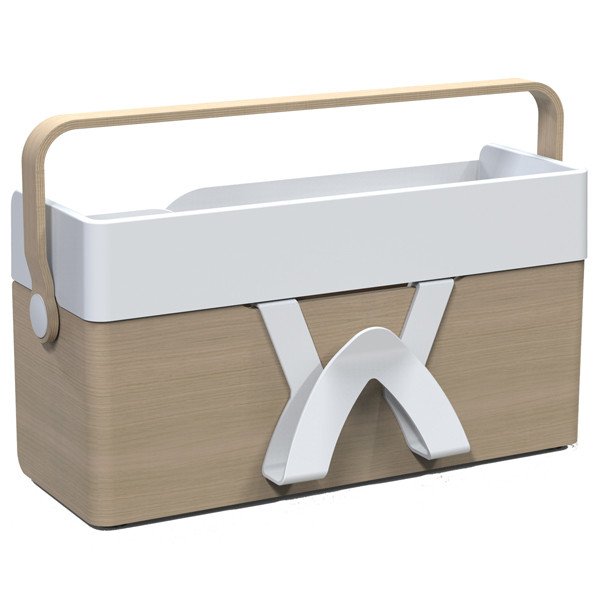Organizer portatile da scrivania Ergobox S - 42,5 x 23 x 15 cm - legno/PET/ABS - legno/bianco/grigio - Alba
