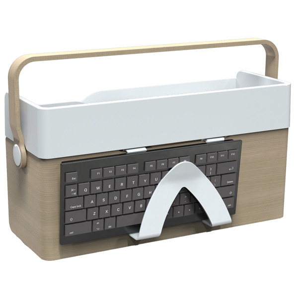 Organizer portatile da scrivania Ergobox S - 42,5 x 23 x 15 cm - legno/PET/ABS - legno/bianco/grigio - Alba