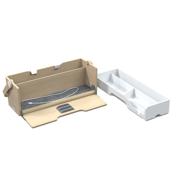 Organizer portatile da scrivania Ergobox S - 42,5 x 23 x 15 cm - legno/PET/ABS - legno/bianco/grigio - Alba