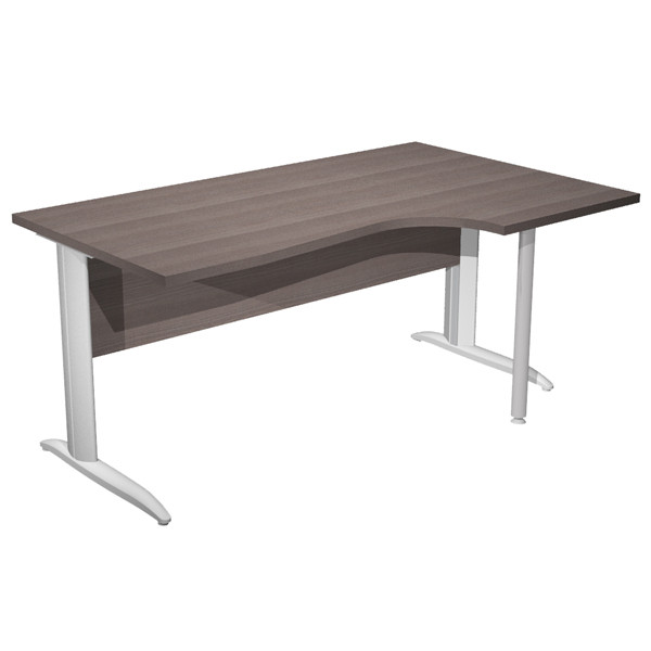 Scrivania Compact Destro Easy - 160 x 60/80/100 cm - Frassino toscano/grigio alluminio