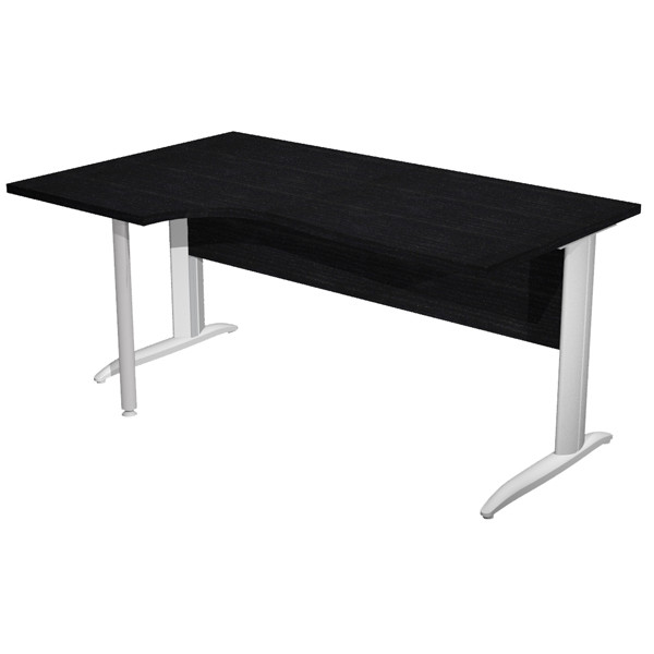 Scrivania Compact Sinistro Easy - 160 x 60/80/100 cm - Nero venato/grigio alluminio