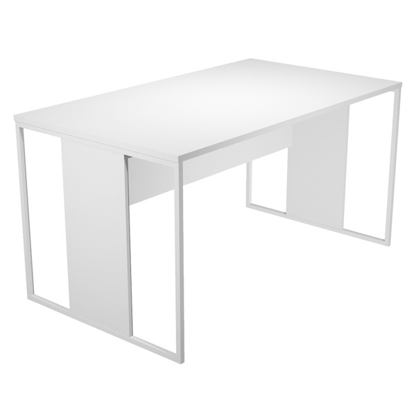 Scrivania singola Essence - 180 x 80 cm - Bianco - Gamba bianco