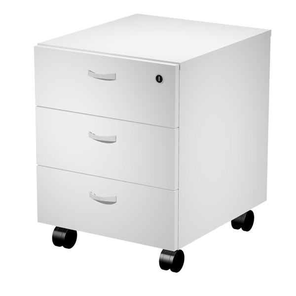 Cassettiera Essence - 3 cassetti - con ruote - 41,5 x 49,5 x 57,6 cm - bianco