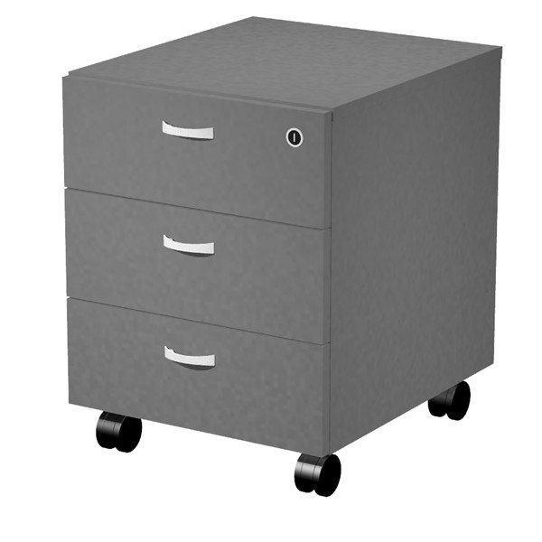Cassettiera Essence - 3 cassetti - con ruote - 41,5 x 49,5 x 57,6 cm - Antracite