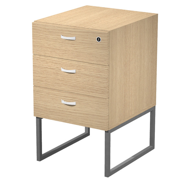 Cassettiera Essence - 3 cassetti - con supporto metal - 41,5 x 49,5 x 57,6 cm - Rovere/Antracite