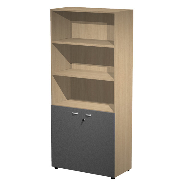 Armadio alto con ante inferiori Essence - con serratura - 90 x 45 x 200 cm - rovere/antracite