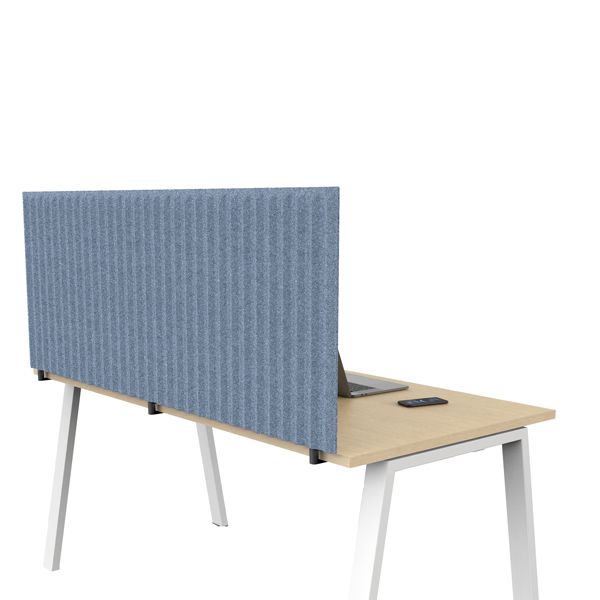 Pannello fonoassorbente per scrivania - 115 x 40 cm - morsetti neri - azzurro - Artexport