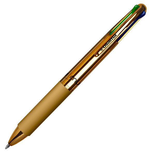 Penna a sfera 4 Multi Chrome - punta 1,00 mm - 4 colori  - metallic gold - Osama