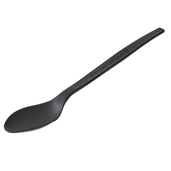 Cucchiaio monouso in CPLA - 16 cm - nero - Leone - conf. 50 pezzi