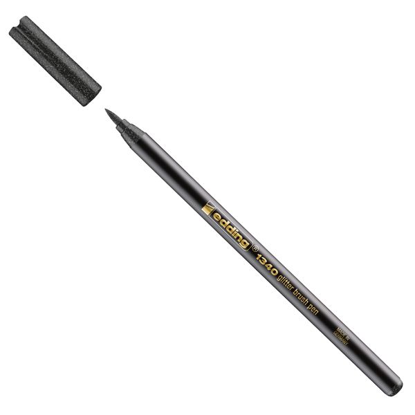 Pennarello Brush 1340 glitter - tratto da 1,0 a 6,0 mm - colori assortiti - Edding - astuccio 10 pezzi