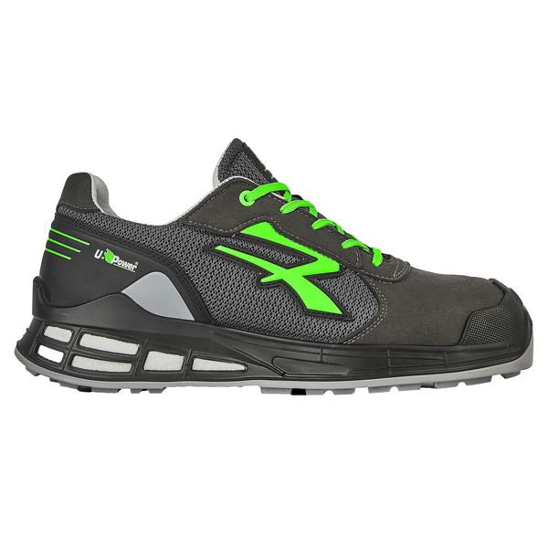 Calzatura di sicurezza Egon S1P - nylon/pelle scamosciata - numero 46 - nero/verde - U-Power