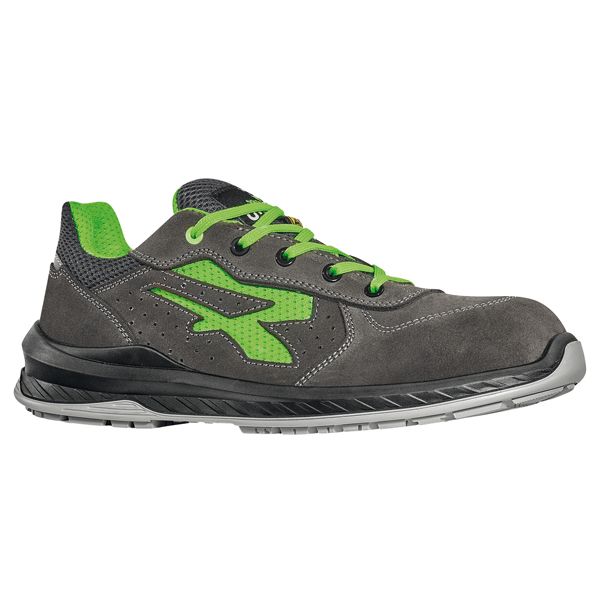 Calzatura di sicurezza Denver S1P - pelle scamosciata/mesh - numero 35 - nero/verde - U-Power