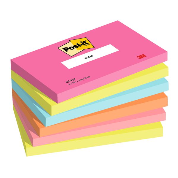Cf. 6pz blocco 100fg. Post-it  Notes 76x127mm 655-POP Popmistic