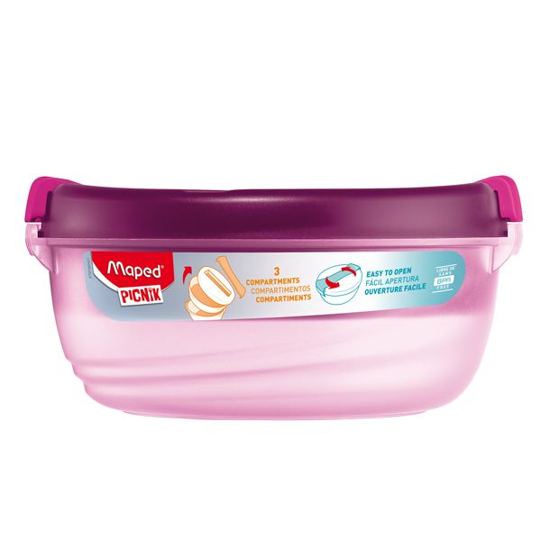 Lunch Bowl Origins - 3 scompartimenti - 19,5 x 18,5 x 9,2 cm - 1,4 L - rosa - Maped