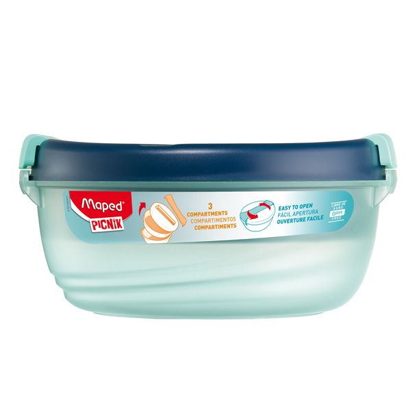 Lunch Bowl Origins - 3 scompartimenti - 19,5 x 18,5 x 9,2 cm - 1,4 L - blu - Maped