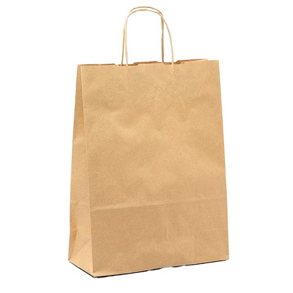 Shopper - maniglie cordino - 14 x 9 x 20 cm - carta biokraft - avana - Mainetti Bags - conf. 25 pezzi