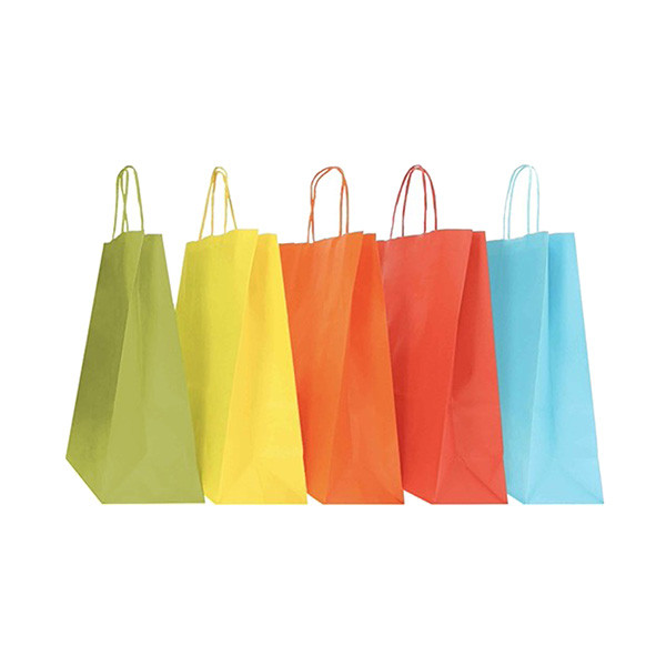 Shopper Twisted - maniglie cordino - 36 x 12 x 41 cm - carta biokraft - colori assortiti primavera/estate - Mainetti Bags - conf. 25 pezzi