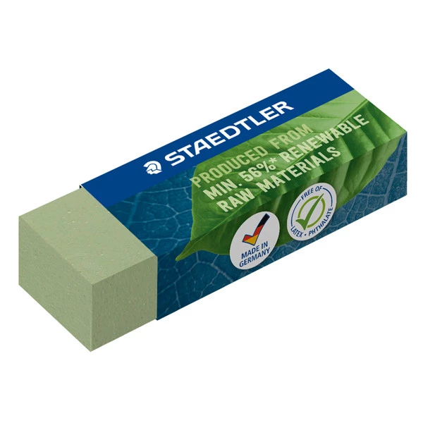 Gomma Eco 526 - 65 x 23 x 13 mm - per matita - verde - Staedtler - conf. 20 pezzi