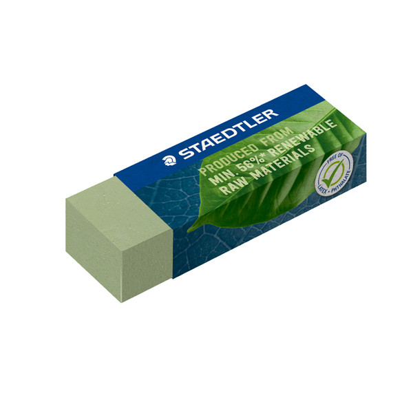 Gomma Eco 526 - 65 x 23 x 13 mm - per matita - verde - Staedtler - conf. 20 pezzi
