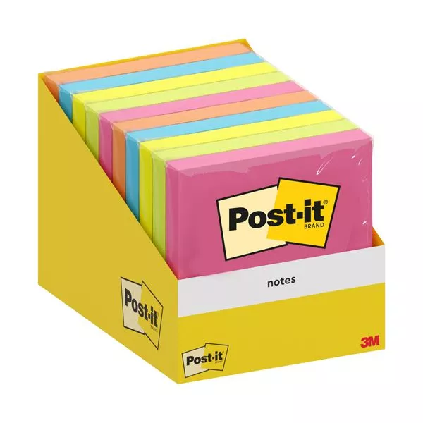 Blocco foglietti Post it   - 76 x 76 mm - colori assortiti - 100 fogli - Post it  - conf. 10 blocchi