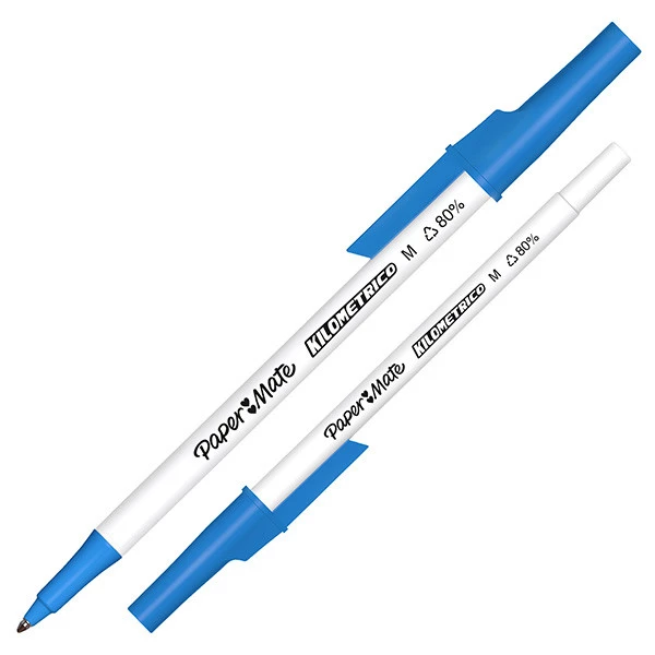 Penna sfera - cappuccio - Kilometrico Recycled - punta 1,0 mm - assortiti nero/blu - Papermate - expo 300 pezzi