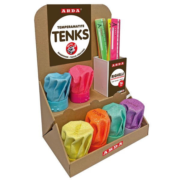 TemperamatiteTenks Glitter e Righe 16cm - colori assortiti - Arda - display VoilA' 48 pezzi totali
