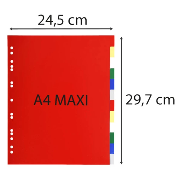 Separatore neutro a 12 TACCHE in PPL colorato A4 Maxi 93H Exacompta