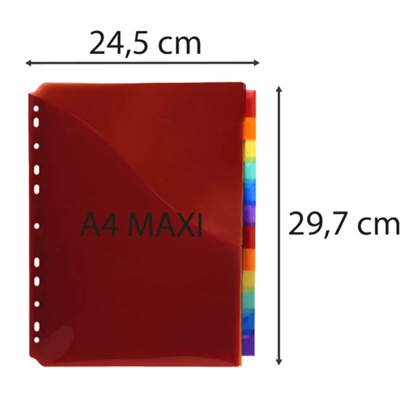 Divisori neutri a 12 tacche - PP - A4 maxi - con portaetichetta - colori assortiti -Exacompta