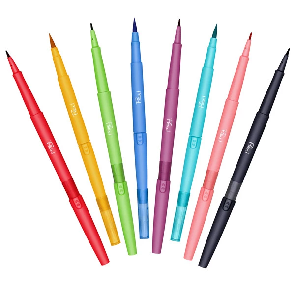 Astuccio 8 colori Flair Dual tip pennarello punta media/brush Papermate