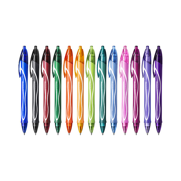Penna a sfera a scatto Intensity Gel Quick Dry - punta 0,7mm - colori assortiti - Bic - expo 102 pezzi