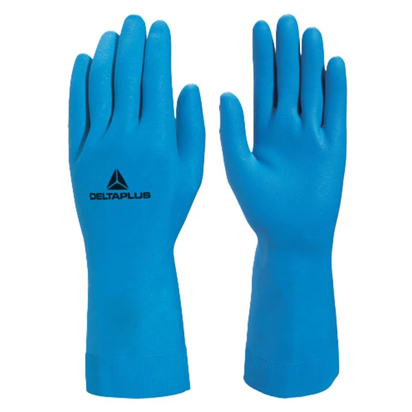 Guanti chimici VE440 - per acidi e industria alimentare - taglia 7/8 - lattice - blu - Deltaplus
