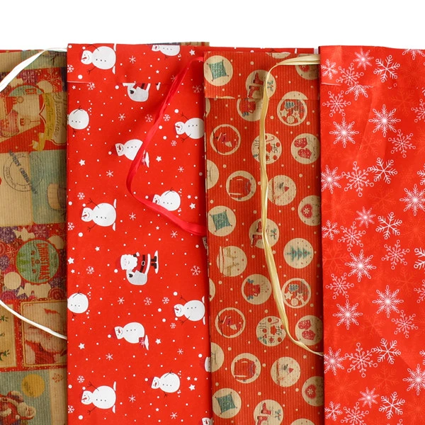 Sacchetto regalo - fantasia Natale assortite - c/ nastro rafia - 36 x 50 cm - carta - Rex Sadoch