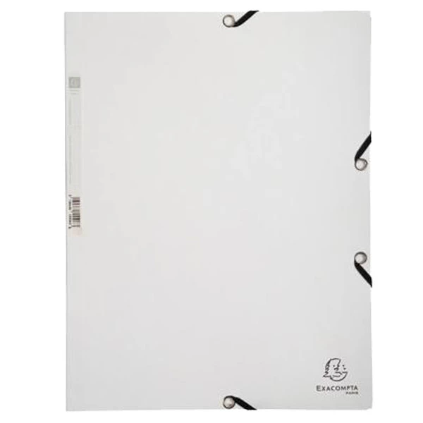 Cartella 3 lembi - con elastici - A4 - cartoncino lustr&eacute; - 400g/mq - bianco - Exacompta