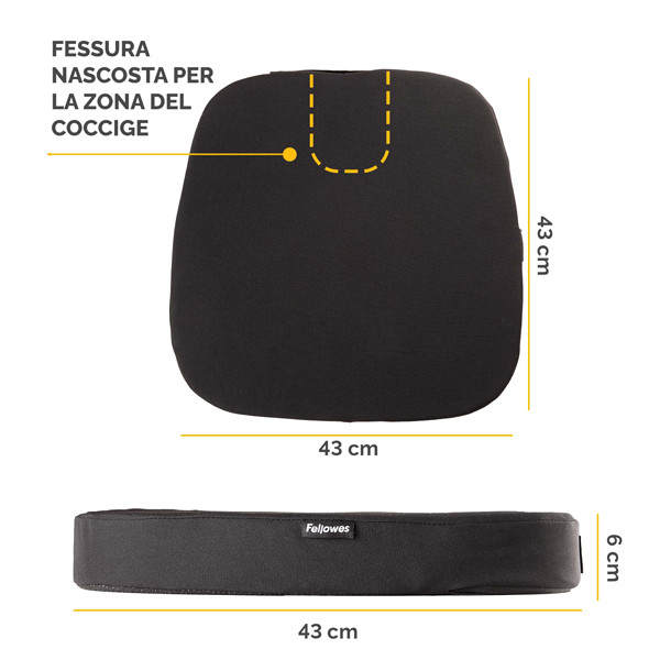 Cuscino Breyta Comfort - 6 x 43 x 43 cm - in tessuto - nero - Fellowes
